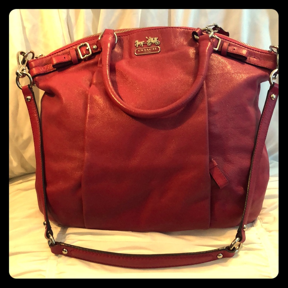 Coach Large Pink Leather Shoulder Bag